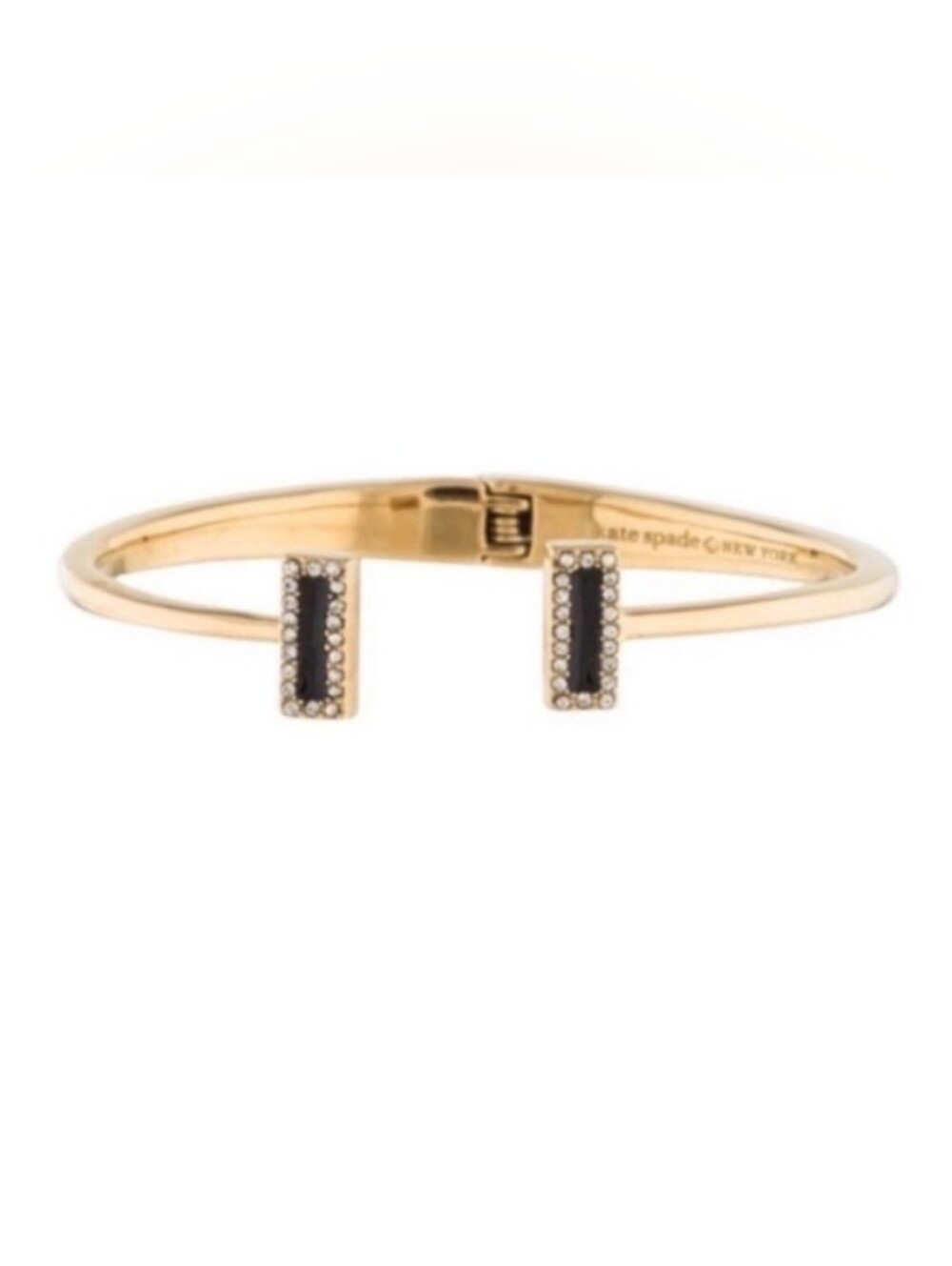 Kate Spade Gold Hingedsreint Bb Bngle with Black Stone AccentsakKirw r